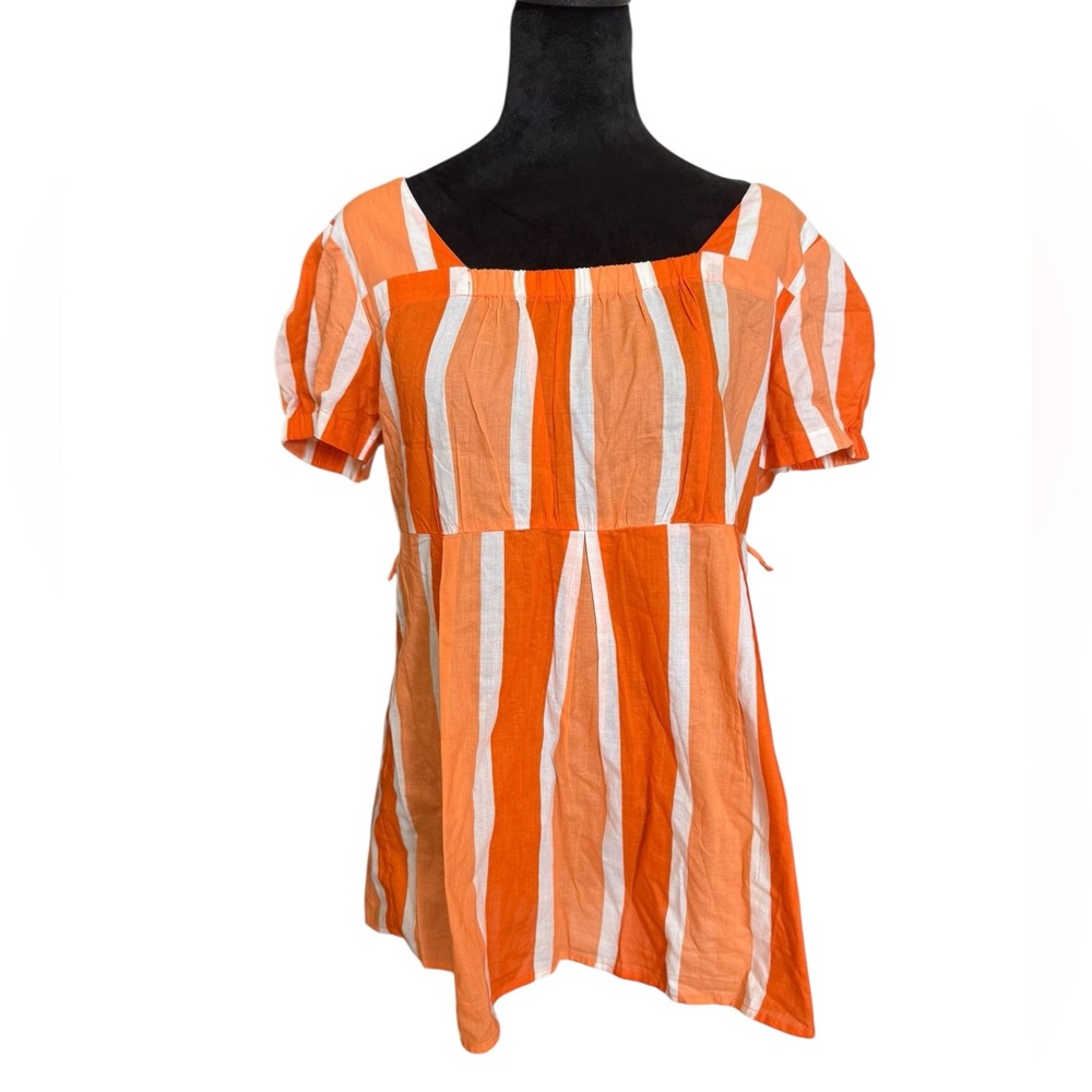 Cato Orange and White Striped Blouse Women’s M